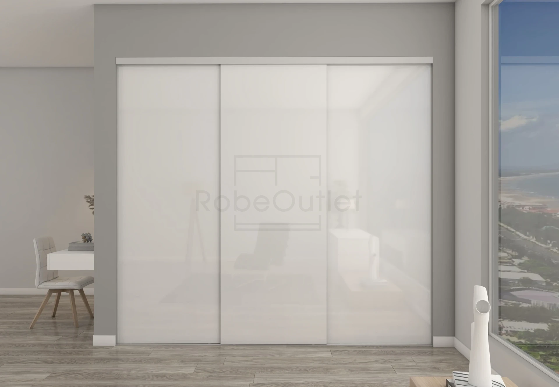 Frameless Super White Glass sliding wardrobe doors