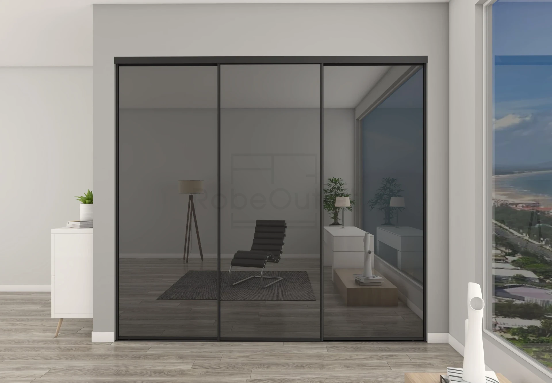 Grey Mirror sliding wardrobe doors