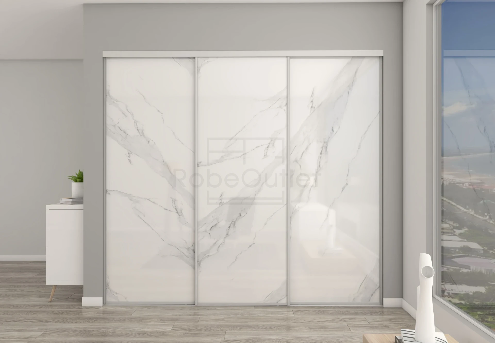 Textured Marble Glass matte sliding wardrobe doors