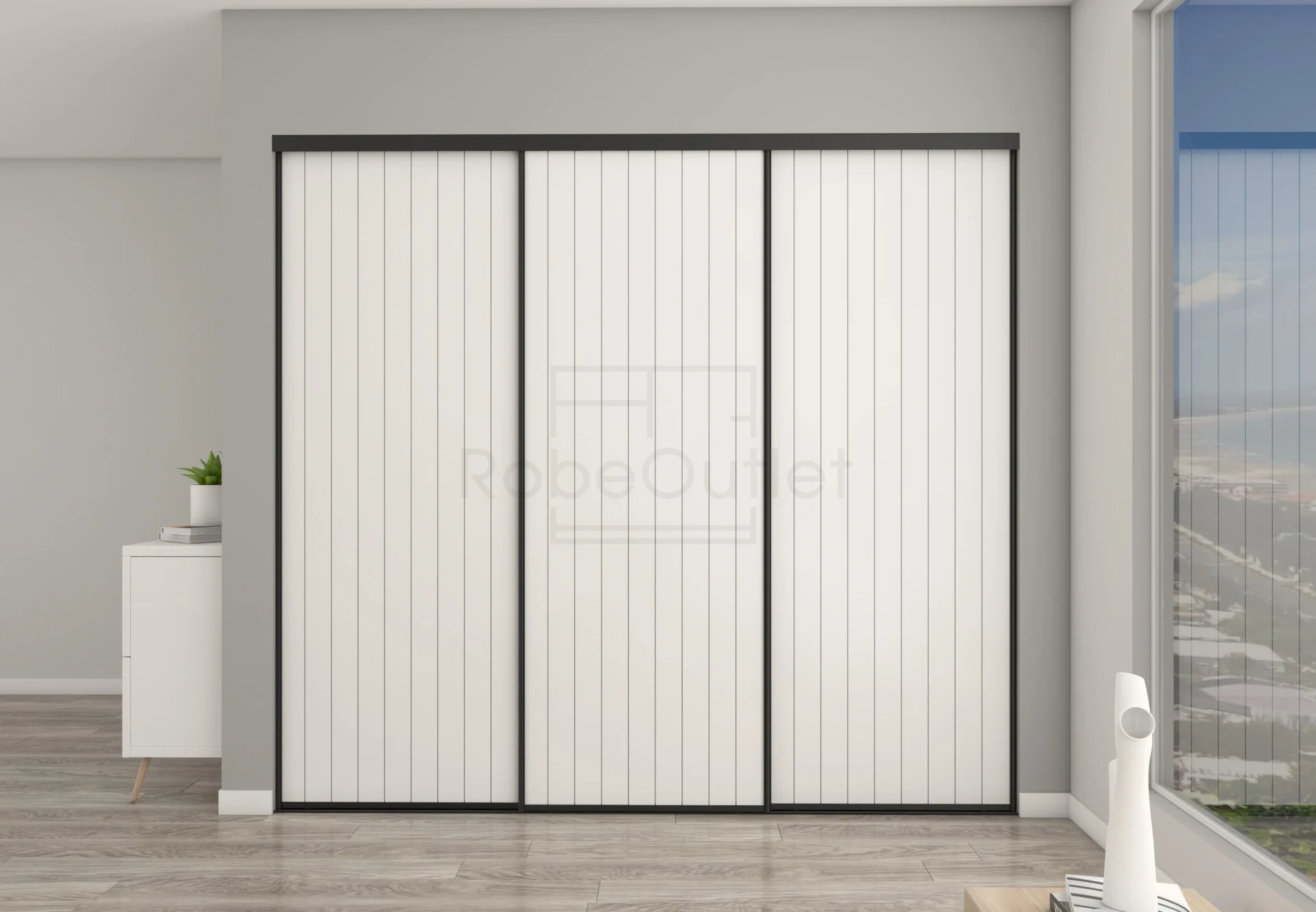 VJ unpainted sliding wardrobe doors