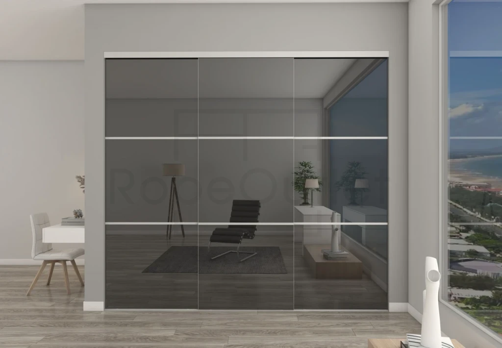 Grey Mirror with Horizontal Strips DIY