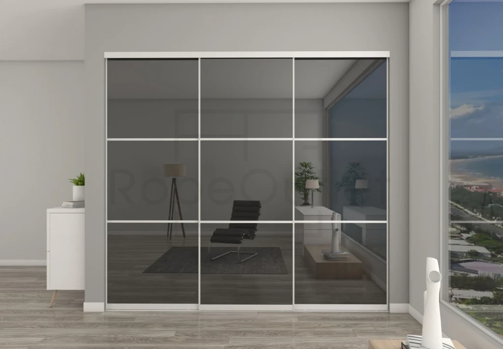 Grey Mirror with horizontal strips DIY